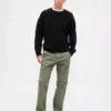 Pantaloni kaki dritti dal taglio rilassato in twill pesante