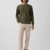 Pantaloni kaki dritti dal taglio rilassato in twill pesante