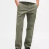 Pantaloni kaki dritti dal taglio rilassato in twill pesante