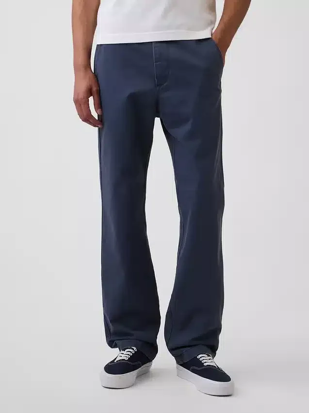 Pantaloni kaki dritti dal taglio rilassato in twill pesante