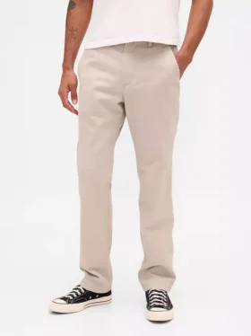 Pantaloni kaki dritti dal taglio rilassato in twill pesante