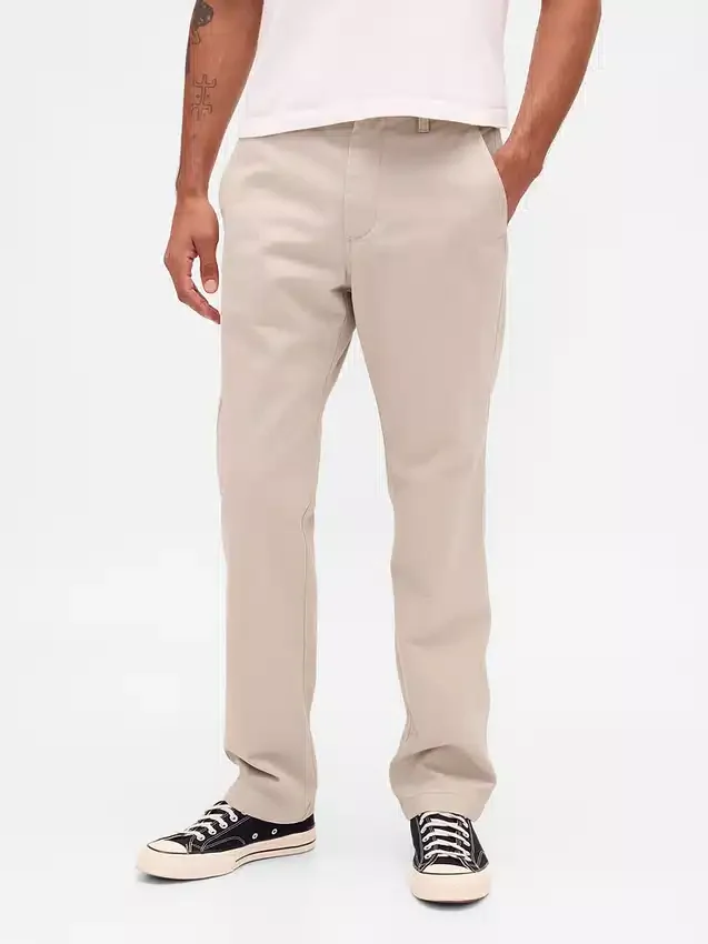 Pantaloni kaki dritti dal taglio rilassato in twill pesante