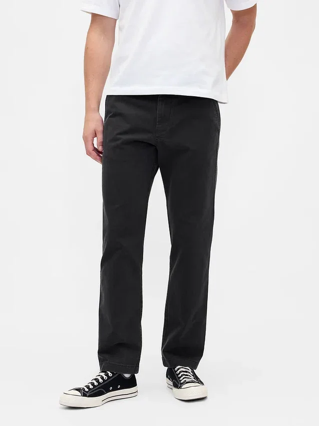 Pantaloni kaki dritti dal taglio rilassato in twill pesante