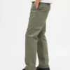 Pantaloni kaki dritti dal taglio rilassato in twill pesante