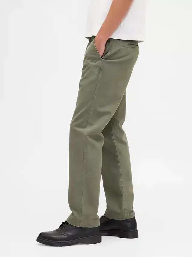 Pantaloni kaki dritti dal taglio rilassato in twill pesante
