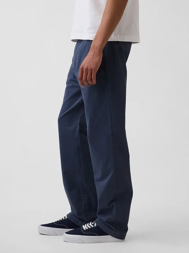 Pantaloni kaki dritti dal taglio rilassato in twill pesante
