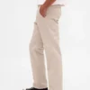 Pantaloni kaki dritti dal taglio rilassato in twill pesante