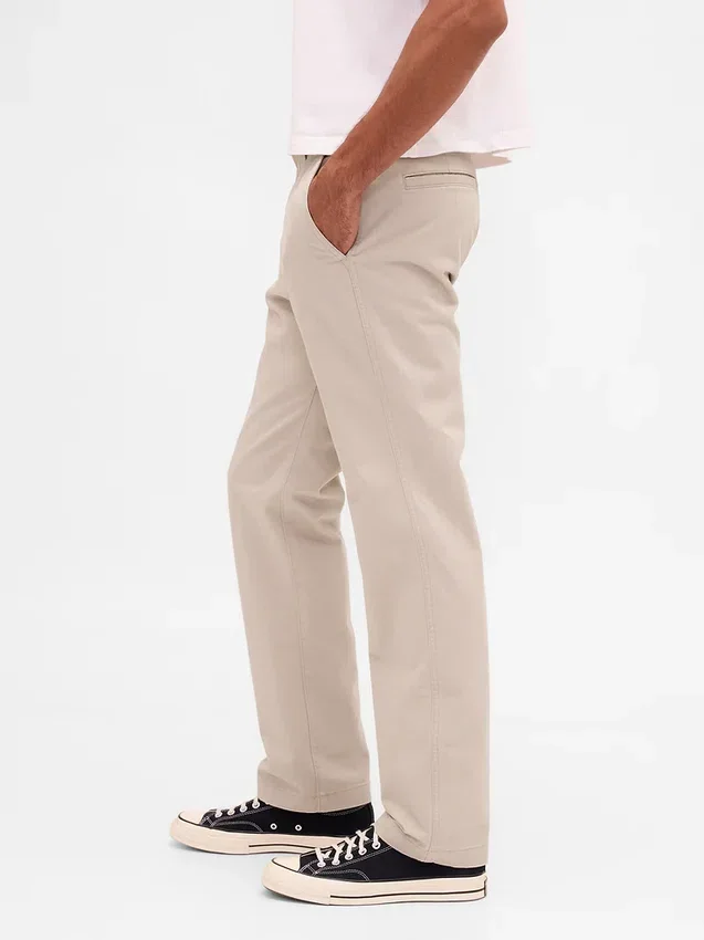 Pantaloni kaki dritti dal taglio rilassato in twill pesante