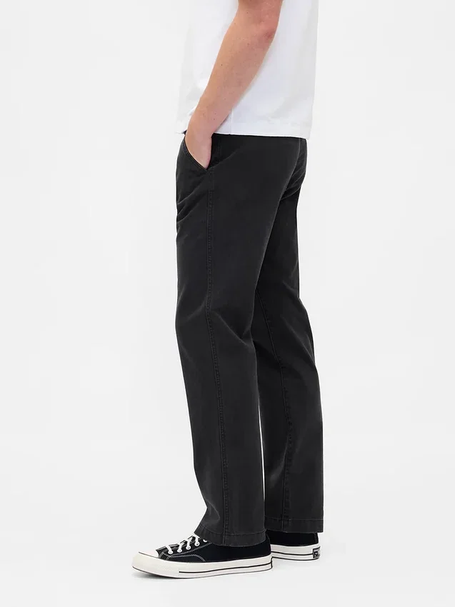 Pantaloni kaki dritti dal taglio rilassato in twill pesante