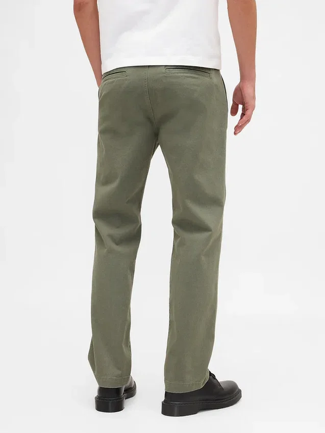 Pantaloni kaki dritti dal taglio rilassato in twill pesante
