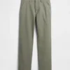 Pantaloni kaki dritti dal taglio rilassato in twill pesante