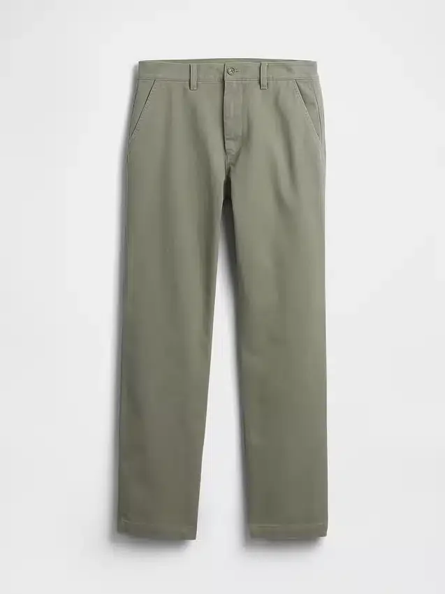 Pantaloni kaki dritti dal taglio rilassato in twill pesante