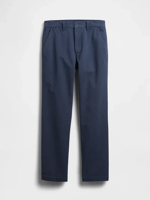 Pantaloni kaki dritti dal taglio rilassato in twill pesante