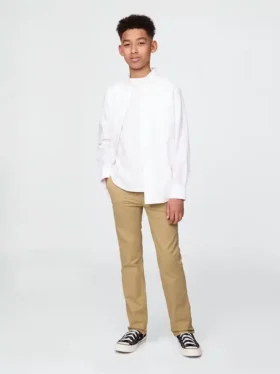 Pantaloni kaki elasticizzati a vestibilità dritta per bambini