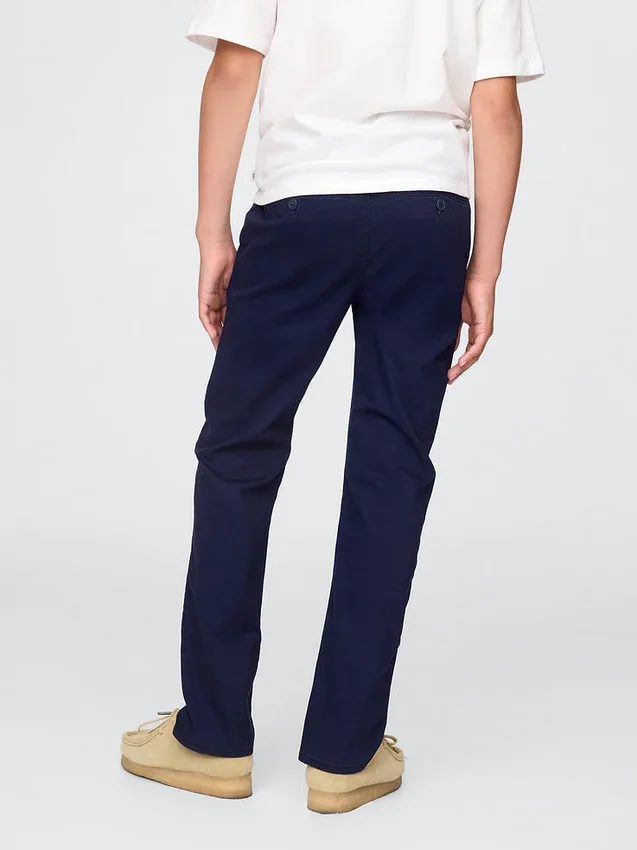 Pantaloni kaki elasticizzati a vestibilità dritta per bambini