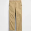 Pantaloni kaki elasticizzati a vestibilità dritta per bambini