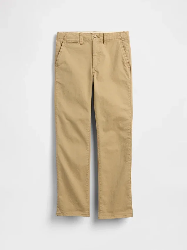 Pantaloni kaki elasticizzati a vestibilità dritta per bambini