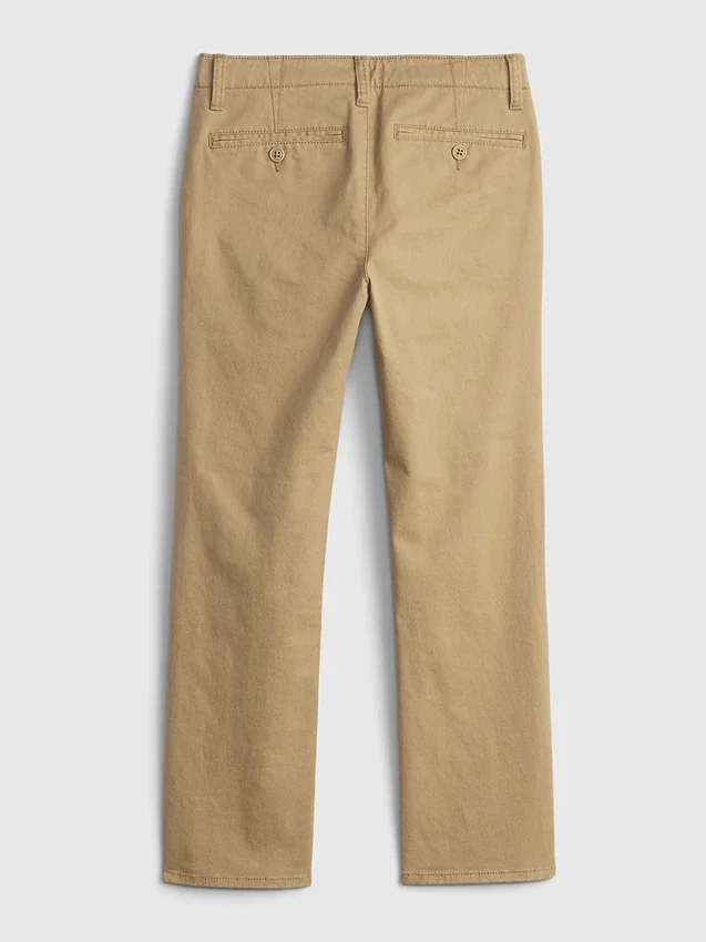 Pantaloni kaki elasticizzati a vestibilità dritta per bambini
