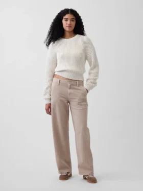 Pantaloni kaki larghi a vita bassa in stile anni '90