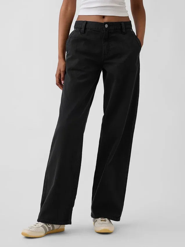 Pantaloni kaki larghi a vita bassa in stile anni '90