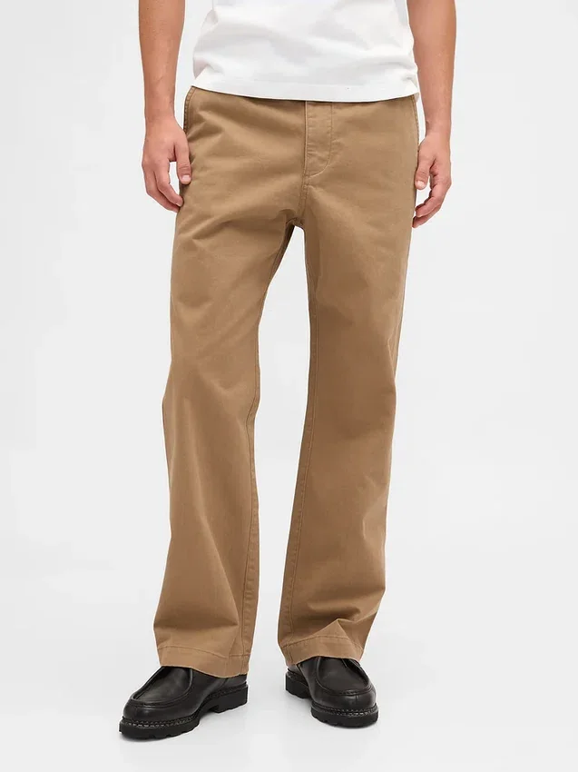 Pantaloni kaki larghi in twill pesante stile anni '90