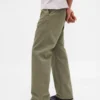 Pantaloni kaki larghi in twill pesante stile anni '90