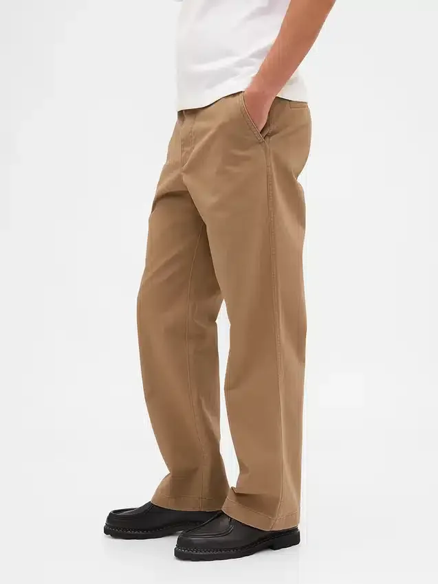 Pantaloni kaki larghi in twill pesante stile anni '90