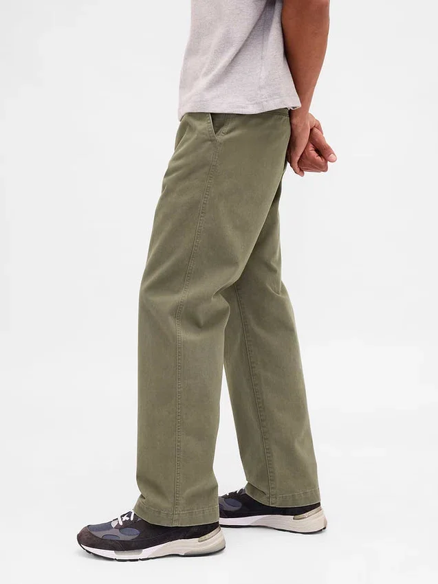 Pantaloni kaki larghi in twill pesante stile anni '90