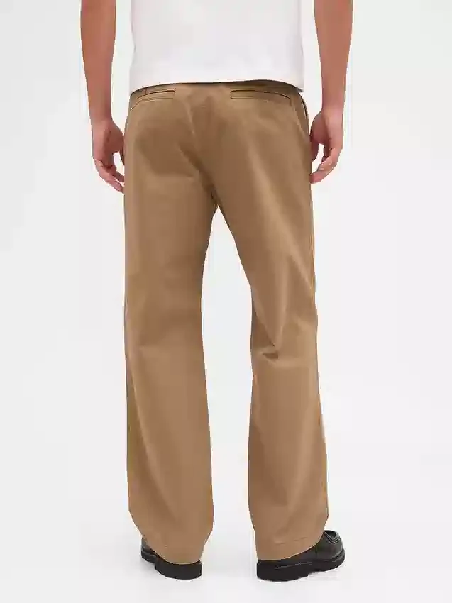 Pantaloni kaki larghi in twill pesante stile anni '90