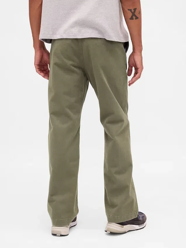 Pantaloni kaki larghi in twill pesante stile anni '90