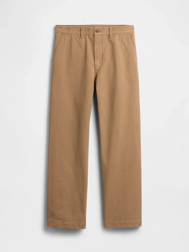 Pantaloni kaki larghi in twill pesante stile anni '90