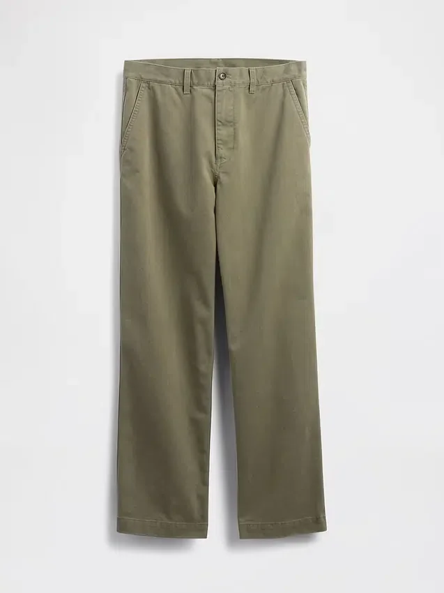 Pantaloni kaki larghi in twill pesante stile anni '90