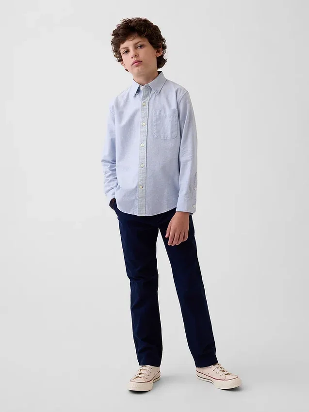 Pantaloni kaki slim da bambino in stile uniforme moderno