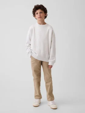 Pantaloni kaki slim da bambino in stile uniforme moderno