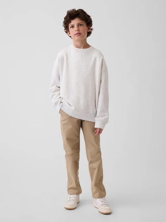 Pantaloni kaki slim da bambino in stile uniforme moderno