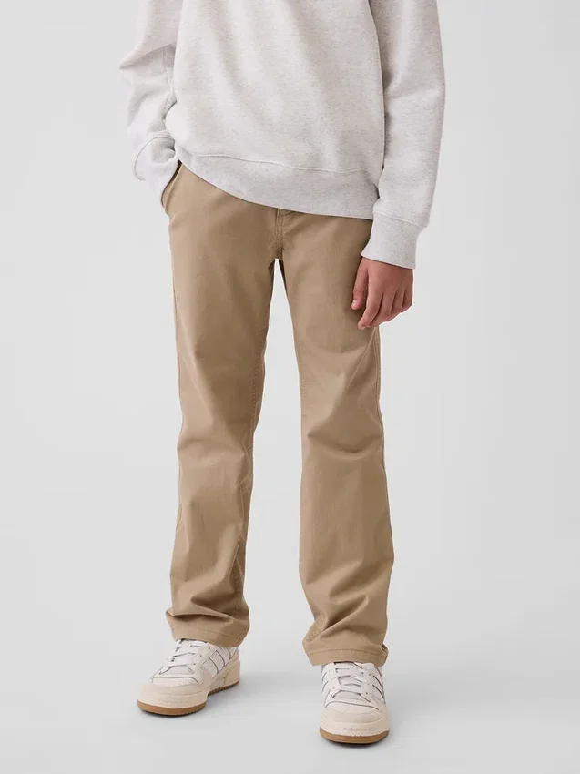 Pantaloni kaki slim da bambino in stile uniforme moderno