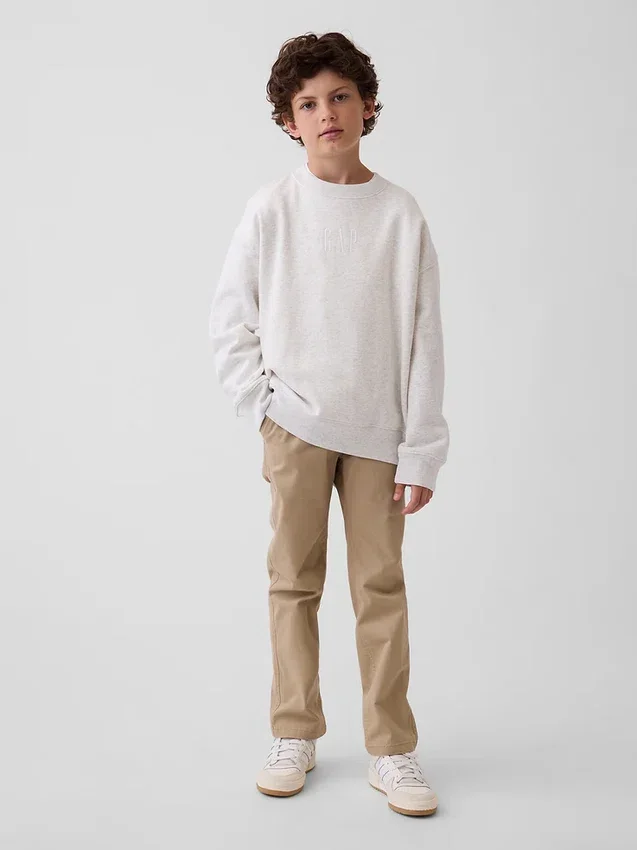 Pantaloni kaki slim da bambino in stile uniforme moderno