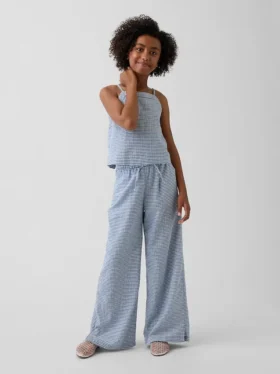 Pantaloni larghi comodi in misto lino e cotone per bambini