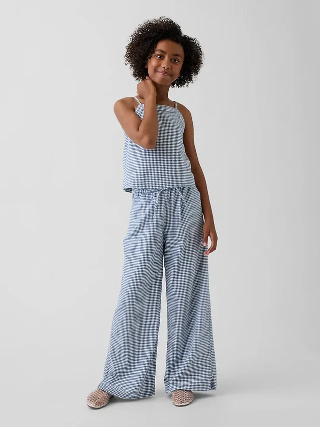 Pantaloni larghi comodi in misto lino e cotone per bambini