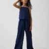 Pantaloni larghi comodi in misto lino e cotone per bambini