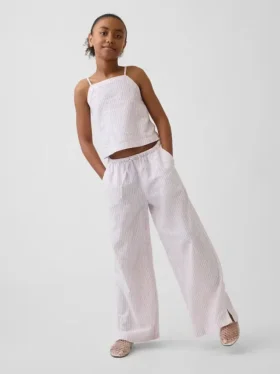Pantaloni larghi comodi in misto lino e cotone per bambini