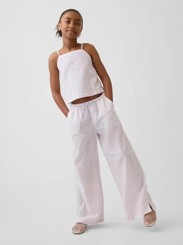 Pantaloni larghi comodi in misto lino e cotone per bambini