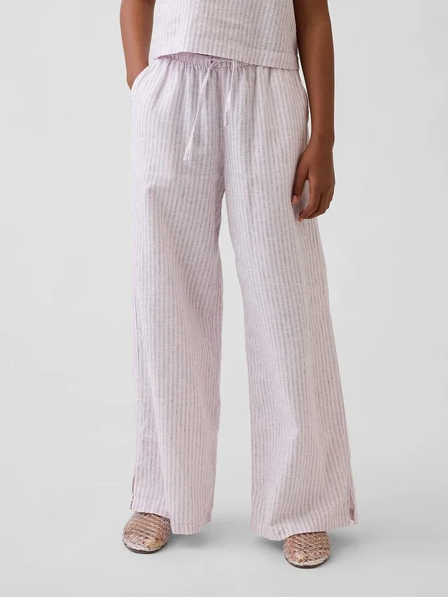 Pantaloni larghi comodi in misto lino e cotone per bambini