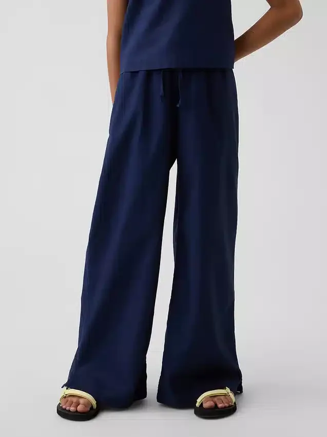 Pantaloni larghi comodi in misto lino e cotone per bambini