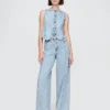 Pantaloni larghi in denim ultrasoft a vita media