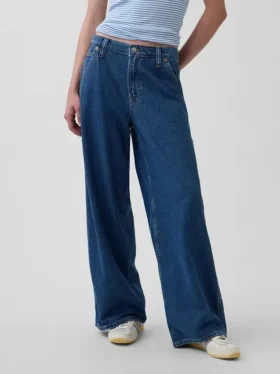 Pantaloni larghi in denim ultrasoft a vita media