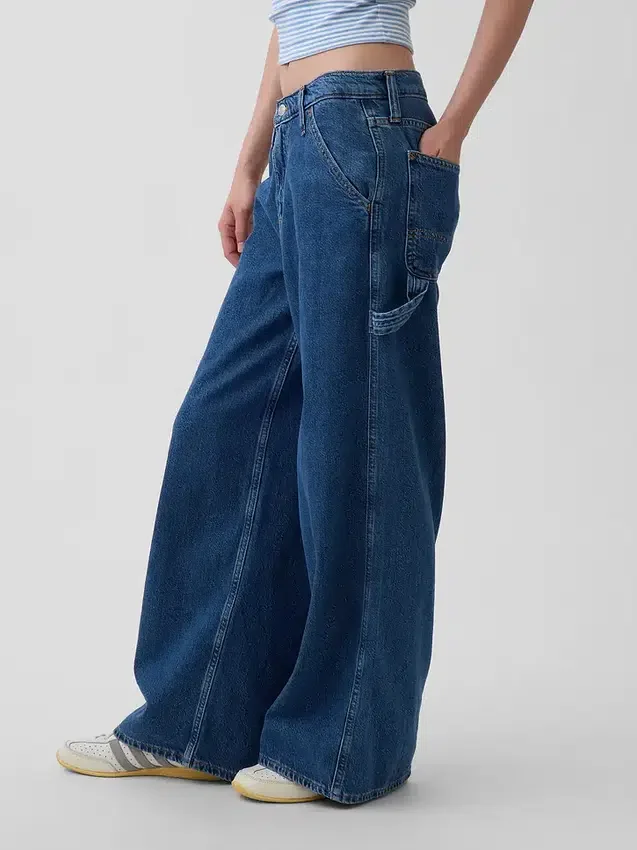 Pantaloni larghi in denim ultrasoft a vita media
