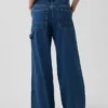 Pantaloni larghi in denim ultrasoft a vita media