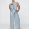 Pantaloni larghi in denim ultrasoft a vita media