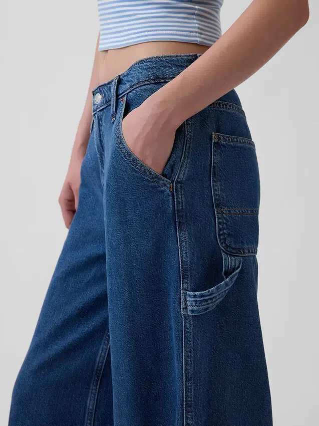 Pantaloni larghi in denim ultrasoft a vita media